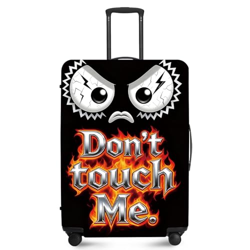 ANNA QUEEN Travel Luggage Cover Suitcase Protector Suitcase Cover Anti-Scratch,Stretchable Bag Cover Washable Durable Polyester - color: Don't touch me - Black and angry, size: M(fits 24-26Inch suitcase)