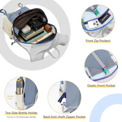 15L Small Hiking Backpack Travel Daypack Colorful Lightweight Packable Foldable Casual Backpack for Women Men - color: Haze Blue