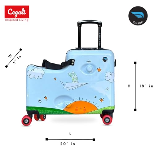 Cegali Itsy Rider 20" Ride-on Suitcase for Kids with Double Spinner Red Wheels (Blue Flyer) - color: Blue Flyer
