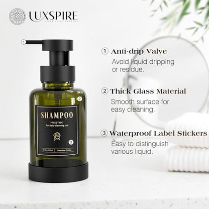 Luxspire Foaming Soap Dispenser 15oz Hand Soap Bottle, Olive Green, 2 Pack - color: Olive Green