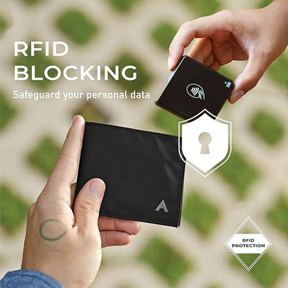 Allett Sport Wallet, RFID Blocking Slim (Nylon, Jet Black) - color: Jet Black