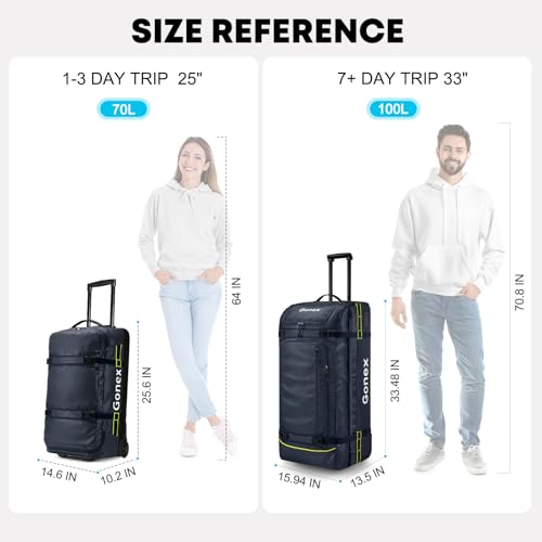 Gonex Rolling Duffle Bag with Wheels, Waterproof PVC Luggage, 25 in, Navy - color: Navy (25 inch), size: 25 inch