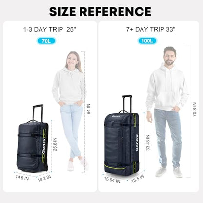 Gonex Rolling Duffle Bag with Wheels, Waterproof PVC Luggage, 25 in, Navy - color: Navy (25 inch), size: 25 inch