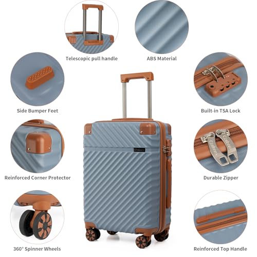Cosbarn Carry On Luggage 22x14x9 Airline Approved,3 Piece Luggage Set - color: SkyBlue, size: 3 Piece Sets (20/BP/TB)