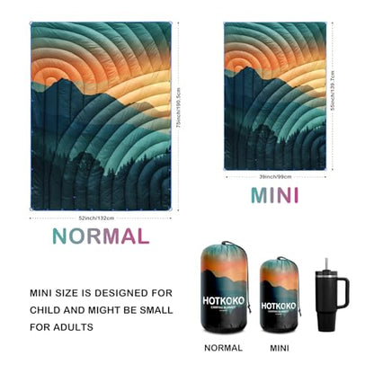 Puffy Camping Blanket,Mini Camp Blanket Outdoor Camping Quilt Waterproof - color: Cyan, size: 39x55"