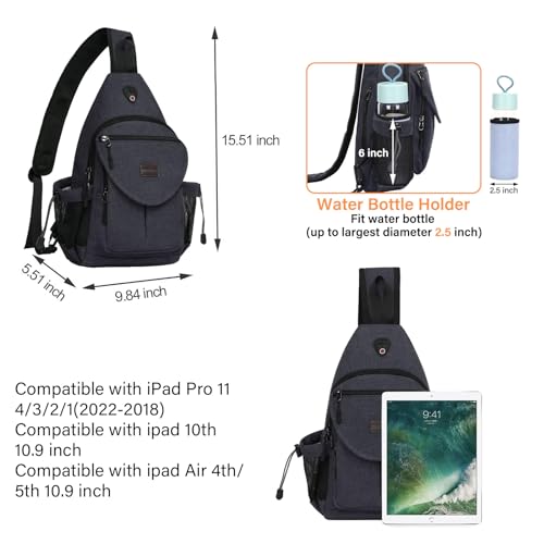 MOSISO Crossbody Sling Bag for Women, Shoulder Backpack, Hiking Daypack Bag - color: Space Gray