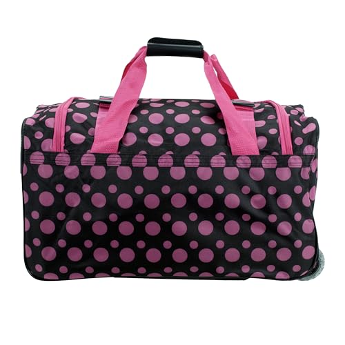 Rockland Rolling Duffel Bag, Black, 22" - color: Black Pink Dot, size: 22"