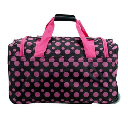 Rockland Rolling Duffel Bag, Black, 22" - color: Black Pink Dot, size: 22"