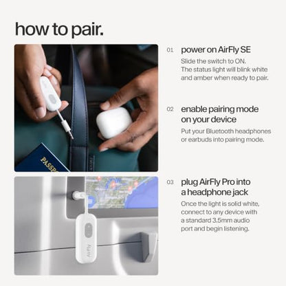 Twelve South AirFly SE, Bluetooth Wireless Audio Transmitter Adapter, White - color: White, style: AirFly SE