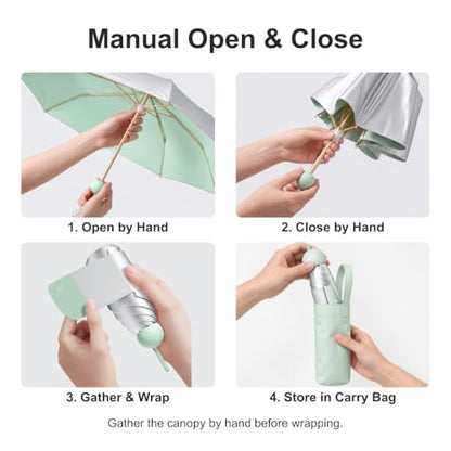 Mini Umbrella for Purse, UPF 50, Manual - color: Light Yellow