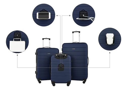 Wrangler Smart Spinner Hardside Luggage, 3 Piece Set, Navy Blue - color: Navy Blue, size: 3 Piece Set