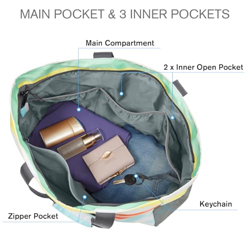 G4Free Beach Bag, Waterproof Sandproof Large Capacity Foldable for Women - color: Rainbow, size: 50L