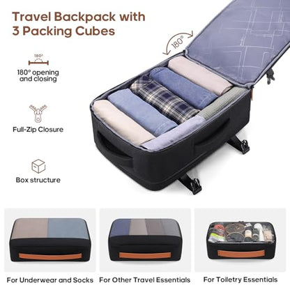 Luggage Sets 7 Piece,Hardside Large Checked Suitcase with Backpack Set - color: Black, size: 7-Piece Sets