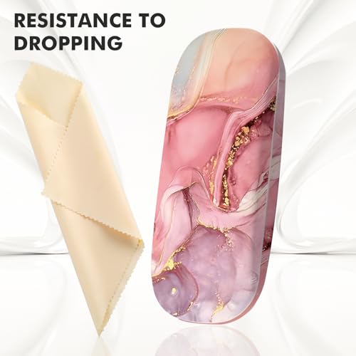 Glasses Case Hard Shell,Portable Protective Eyeglasses Case, Eyeglass Holder Box with Cleaning Cloth, for men women - color: Marble Pattern