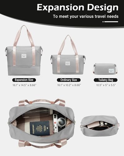 LONG VACATION Luggage Sets, 6 Piece, Hardshell Suitcase with Spinner Wheels - color: GREY-PINK, size: 6-Piece Set