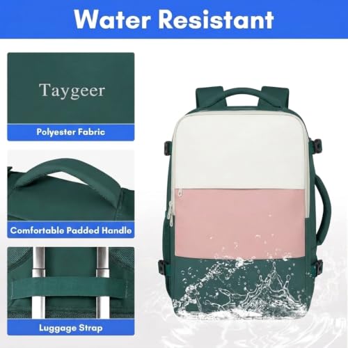 Taygeer 17.3" Laptop Backpack for Women, Airline Approved Carry On Backpack - color: Cream Pink Green, size: X-Large