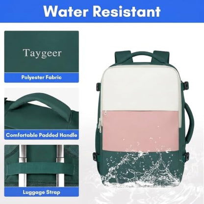 Taygeer 17.3" Laptop Backpack for Women, Airline Approved Carry On Backpack - color: Cream Pink Green, size: X-Large