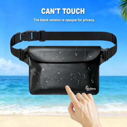Waterproof Fanny Pack, Dry Bag Phone Pouch for Beach Swimming Kayaking - color: Black+Black