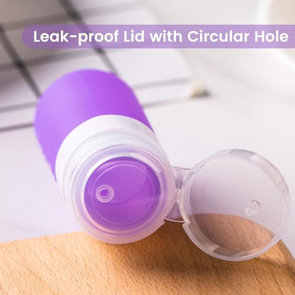 MICEBAY 2 oz Condiment Squeeze Bottles, Leakproof Salad Dressing Container - color: Purple, size: 2 OZ