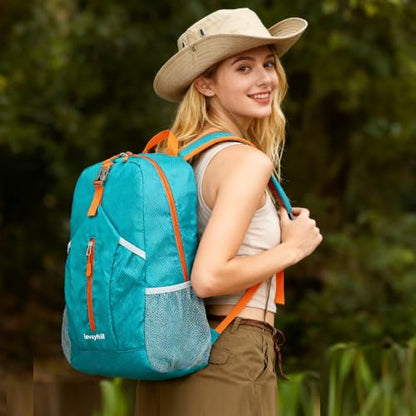 levayhill 25L Foldable Hiking Backpack,Small Packable Daypack Lake Blue - color: Lake Blue