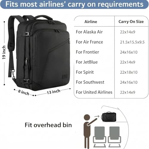 MATEIN Carry on Backpack, Extra Large Expandable Travel Backpack for Men - color: Black, size: X-Large