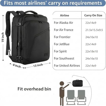 MATEIN Carry on Backpack, Extra Large Expandable Travel Backpack for Men - color: Black, size: X-Large