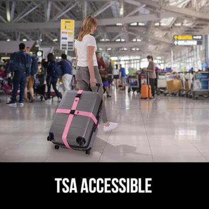 GORILLA GRIP Heavy Duty Luggage Straps for Suitcase, 2 Pack, Pink - color: Pink