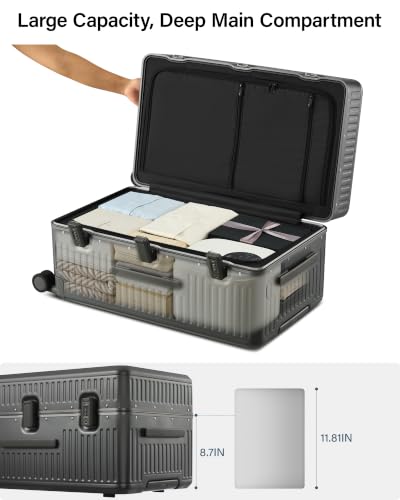 MILADA 28'' Hardshell Checked Suitcase, Trunk Zipperless Aluminum Luggage - color: Rock Gray, size: Trunk 28 Inch