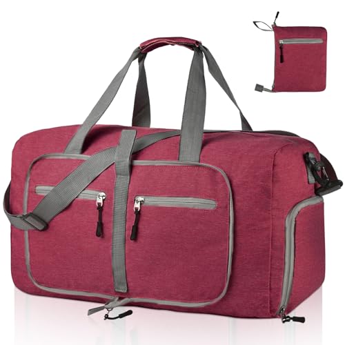 Dimayar 40L Foldable Duffle Bag, Travel & Weekender, Overnight, Gym - color: Red, size: 40L