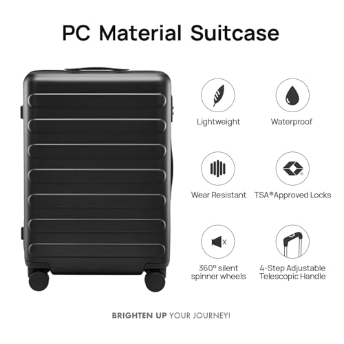 NINETYGO Large Checked Luggage 28 Inch, Checking In Luggage with Smooth Spinner Wheels, Lightweight, Hard Shell PC Suitcase, Lightweight Travel Luggage, TSA Approved (Black, Rhine Basic) - color: 02-Black (Basic), size: Checked 28-Inch