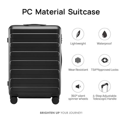 NINETYGO Large Checked Luggage 28 Inch, Checking In Luggage with Smooth Spinner Wheels, Lightweight, Hard Shell PC Suitcase, Lightweight Travel Luggage, TSA Approved (Black, Rhine Basic) - color: 02-Black (Basic), size: Checked 28-Inch