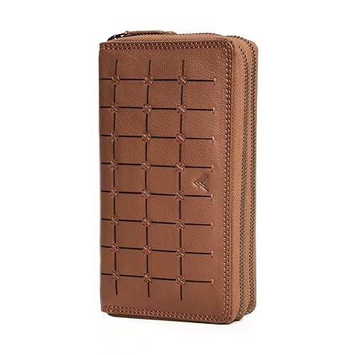 RFID Leather Wallet for Women, Genuine RFID Leather Card Holder - color: Cognac