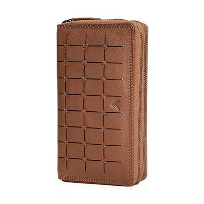 RFID Leather Wallet for Women, Genuine RFID Leather Card Holder - color: Cognac