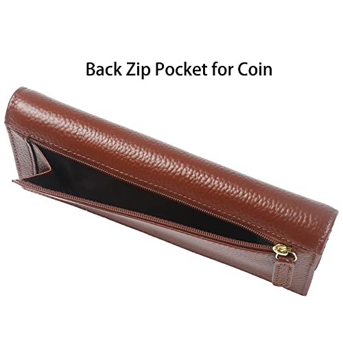Lavemi Ultra Slim Thin Leather Women Wallet RFID Blocking Credit Card Holder Bifold Long Ladies Billfold - color: 2- Coffee