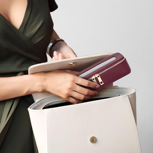 Pinkmik Travel Clear Makeup Bag (Burgundy, M+SLIM) - color: B1/Burgundy, size: M+SLIM