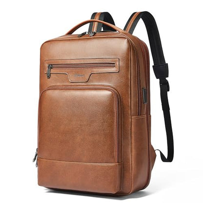 Shrrie 16 Inch Vegan Leather Laptop Backpack for Women and Men - color: Brown