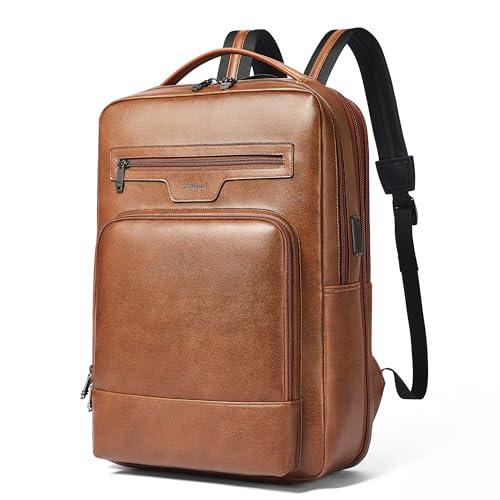Shrrie 16 Inch Vegan Leather Laptop Backpack for Women and Men - color: Brown