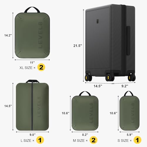 LEVEL8 Carry on Luggage 20 Inch with 6-piece Packing Cube, Grey - color: Grey, size: Carry-On 20 Inch + 6PC