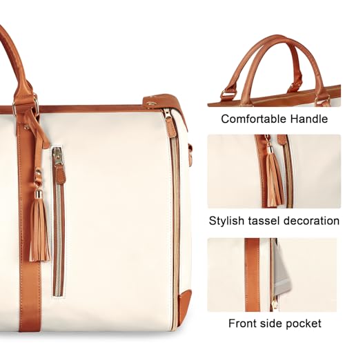 Ytonet Garment Duffle Bags for Travel, Convertible Carry On Garment Bag - color: Beige, style: Tote