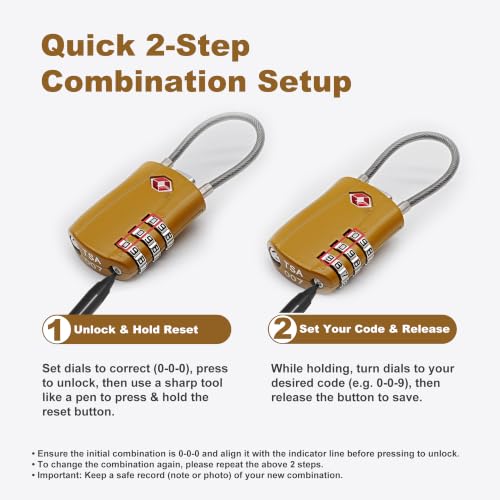 TSA Locks for Luggage, Suitcase, Backpack, Travel Essentials - color: Black+Golden