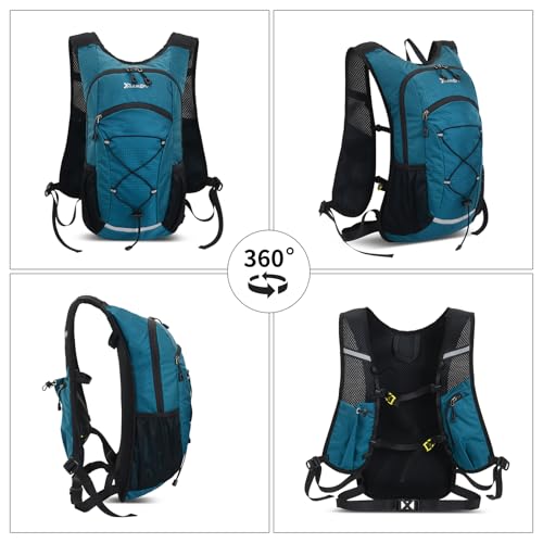 15L Small Hiking Backpack Lightweight Hydration Backpack for Men Women, Warterproof Hiking Daypack for Travel Cycling - color: Green
