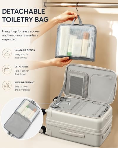 Hanke 24 Inch Top Opening Expandable PC Checked Luggage with TSA Lock,81L - color: Ivory White, size: 24 Inch