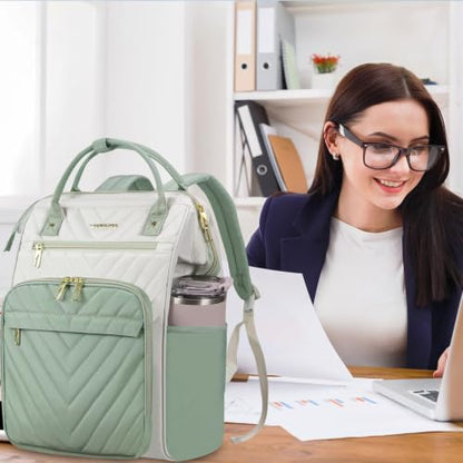 VANKEAN 18 Inch Laptop Backpack for Women Large Capacity - color: Beige-light Green, size: 18 Inch