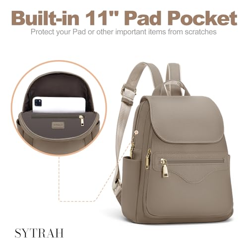 SYTRAH Mini Backpack Purse for Women, Small Travel Casual Daypack Khaki - color: Khaki