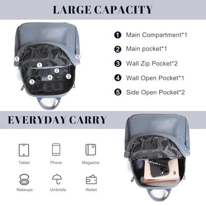 BOYATU Genuine Leather Backpack Purse Women: Convertible Elegant Backpacks - color: 03 Medium-haze Blue