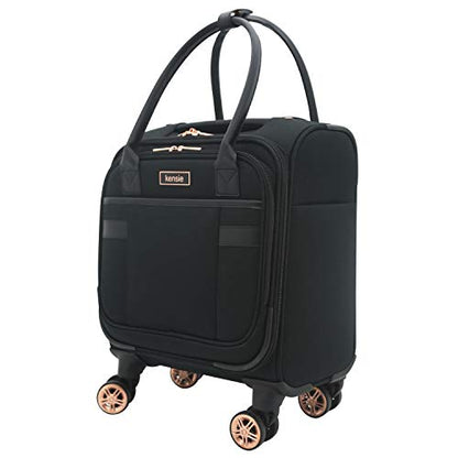 kensie Hudson Softside 3-Piece Spinner Luggage Set, Black with Rose Gold - color: Black with Rose Gold