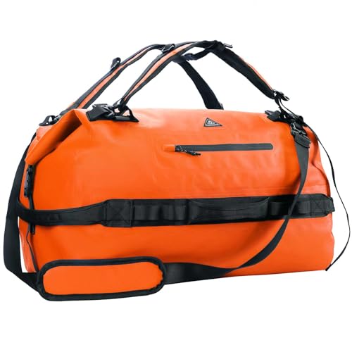 Haimont IPX7 Waterproof Roll-Top Dry Duffel Backpack Bag - color: Orange, size: 60L