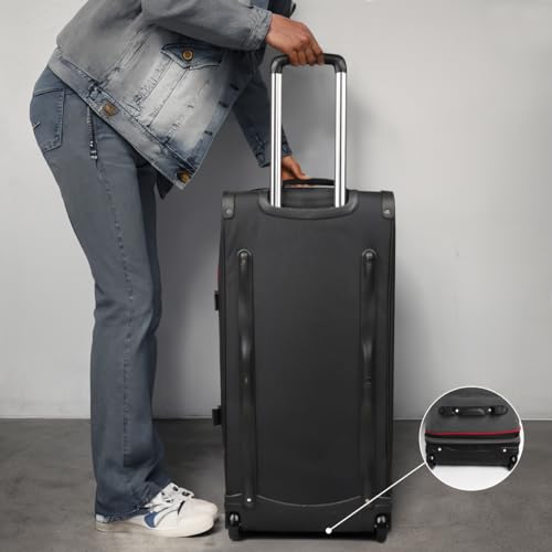 30" Expandable Rolling Duffle Bag w/Wheels and Handle | Extra Large Capacity, 2-Layer Space,Multiple Pockets, Travel Duffle Bag for Men Wome,TBL-074,Grey Red - color: Grey Red