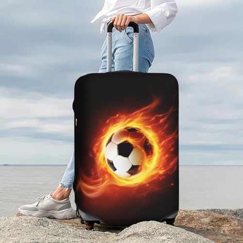 Football Luggage Cover Elastic Washable Suitcase Sleeve Anti-Scratch Stain Resistant, Stretchable Baggage Protector Fit (S 18-21 Inch Luggage) - size: Small, style: Football