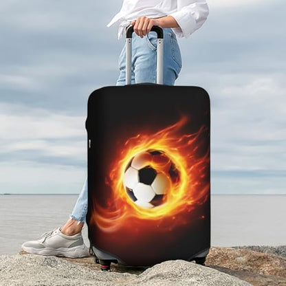 Football Luggage Cover Elastic Washable Suitcase Sleeve Anti-Scratch Stain Resistant, Stretchable Baggage Protector Fit (S 18-21 Inch Luggage) - size: Small, style: Football